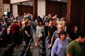 U.S. Congressman Mike Lawler (R-NY) attends a town hall meeting in Mahopac, New York