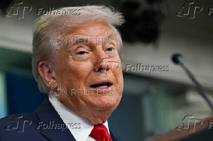 U.S. President Trump meets members of the media at the White House in Washington, D.C.