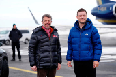 Denmark's King Frederik and Greenland's Prime Minister Jens-Frederik Nielsen arrive in Nuuk