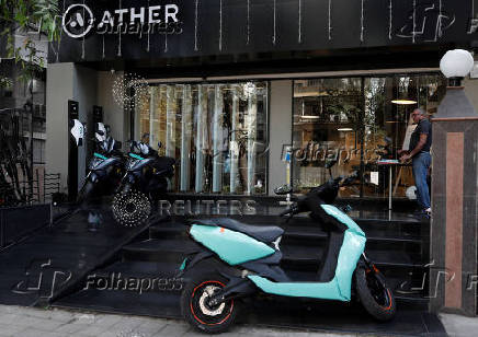 FILE PHOTO: Ather electric scooters are seen outside the showroom in Mumbai
