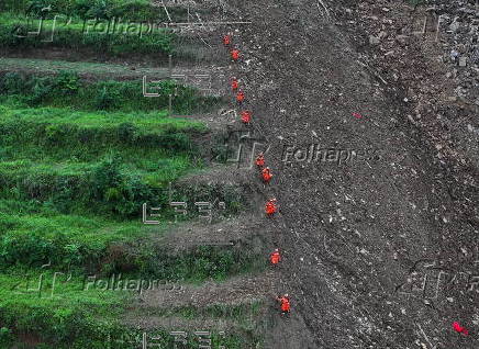 Rescue work after the landslide in Qingyang Village