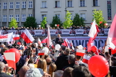 Polish presidential candidate Karol Nawrocki campaigns in Domostawa