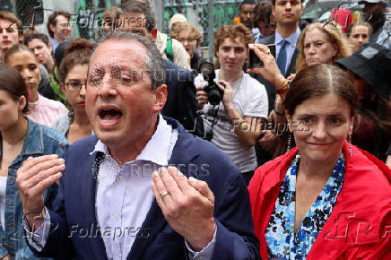 New York City Comptroller and mayoral candidate Lander exits after being arrested at an immigration court, in New York City