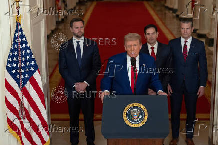 U.S. President Donald Trump delivers an address to the nation at the White House in Washington, following U.S. strikes on Iran's nuclear facilities