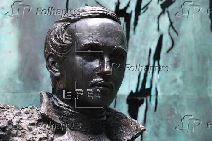 The Monument to Russian romantic writer, poet and painter Mikhail Lermontov in Podolsk