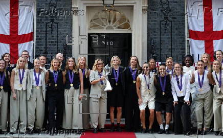 Deputy Prime Ministert hosts England Women’s soccer team at 10 Downing Street in London