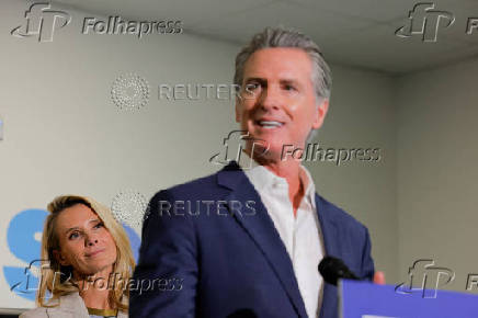 California Governor Gavin Newsom signs legislation to improve nutrition in schools across California, in Los Angeles