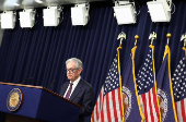 Federal Reserve Chair Jerome Powell speaks at a press conference in Washington