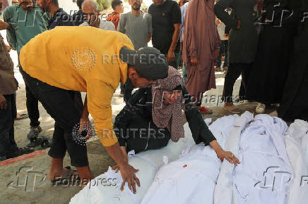 Funeral of Palestinians, who according to medics were killed in Israeli strikes, in Gaza City