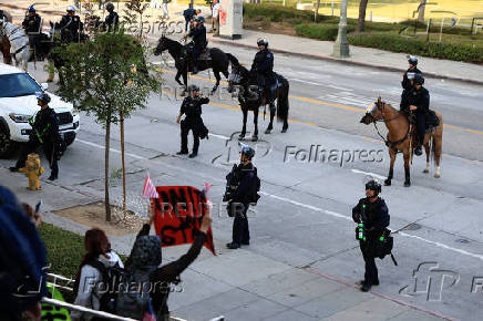 Protest against federal immigration sweeps, in Los Angeles