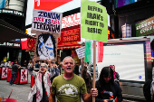 Protest in support of Iran and Palestinians, at Times Square in New York