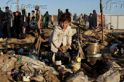 Aftermath of an Israeli strike on a tent camp sheltering displaced people, in Khan Younis
