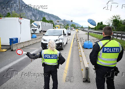 Police check at the Austria-Germany border
