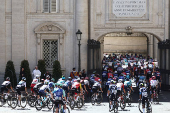 Pope Leo XIV meets the participants of Giro d'Italia at the Vatican