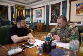 Ukraine's President Zelenskiy and Head of the Security Service of Ukraine Maliuk attend a meeting in Kyiv