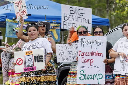 'Stop Alligator Alcatraz' deportation center protest