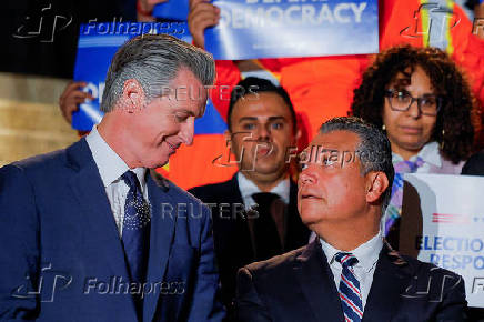 California Gov. Gavin Newsom makes redistricting announcement in Los Angeles, CA