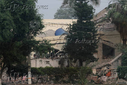 A view shows a damaged building after it was hit by an Indian strike in Muridke