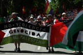 Protest against the increase of Spain?s defence spending in Madrid