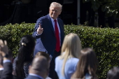 US President Donald Trump greets the 2025 Super Bowl champion Philadelphia Eagles