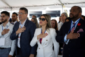 Naturalization ceremony for new U.S. citizens aboard USS New York in Fort Lauderdale