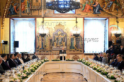 Russian President Vladimir Putin addresses foreign leaders on Victory Day in Moscow