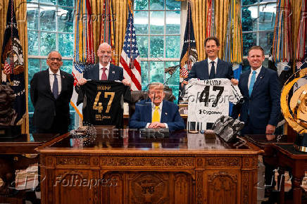 U.S. President Donald Trump makes remarks as he meets with members of the Juventus Football Club team, in Washington