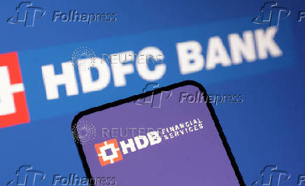 Illustration shows HDB Financial Services and HDFC Bank logos