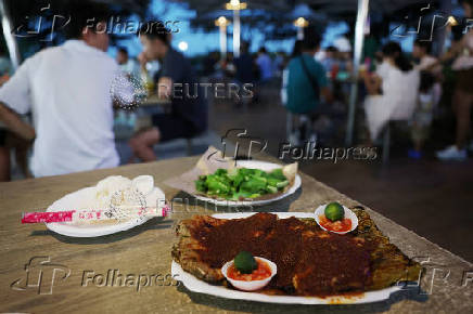 A plate of sambal stingray is pictured at East Coast Lagoon Food Village in Singapore