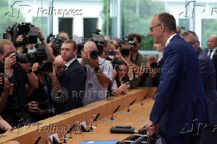 German Chancellor Merz holds press conference in Berlin