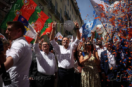 Luis Montenegro, Portugal's Prime Minister and Social Democratic Party leader of AD coalition rallies on the last day of the campaign ahead of the snap elections, in Lisbon