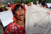 Guna's people protest against government social reforms and Memorandums of Understanding between Panama and the U.S, in Akua Yala