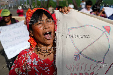 Guna's people protest against government social reforms and Memorandums of Understanding between Panama and the U.S, in Akua Yala