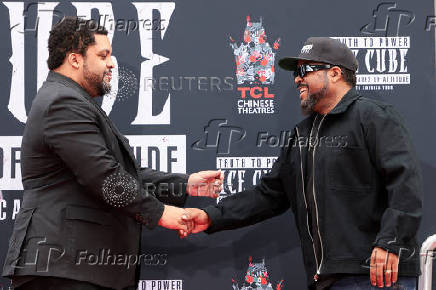 Rapper and actor Ice Cube gets hands and feet cemented in Hollywood