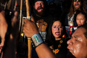 Protest to stop the sale of Oak Flat, land considered sacred by the Apache, to Resolution Copper in Phoenix, Arizona