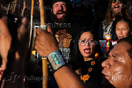 Protest to stop the sale of Oak Flat, land considered sacred by the Apache, to Resolution Copper in Phoenix, Arizona