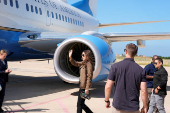 Homeland Security Secretary Kristi Noem departs Pratica di Mare Air Base near Rome