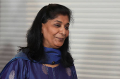 Deputy Governor of the Reserve Bank of India Poonam Gupta arrives at a press conference in Mumbai