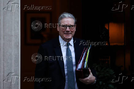 British Prime Minister Keir Starmer leaves 10 Downing Street in London