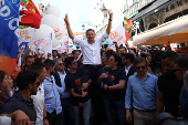 Luis Montenegro, Portugal's Prime Minister and Social Democratic Party leader of AD coalition rallies on the last day of the campaign ahead of the snap elections, in Lisbon