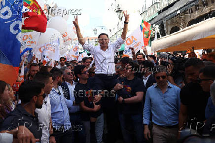 Luis Montenegro, Portugal's Prime Minister and Social Democratic Party leader of AD coalition rallies on the last day of the campaign ahead of the snap elections, in Lisbon