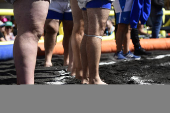 Competición de lucha canaria en Madrid