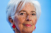 European Central Bank President Christine Lagarde addresses the media in Frankfurt