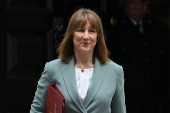 Britain's Chancellor of the Exchequer Reeves leaves 11 Downing Street, in London
