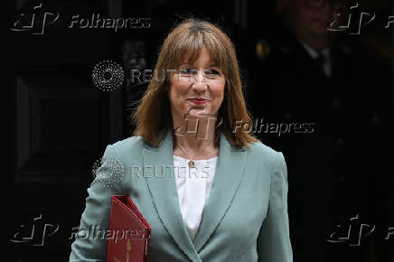 Britain's Chancellor of the Exchequer Reeves leaves 11 Downing Street, in London