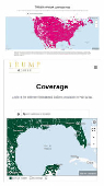 A combination picture shows screenshots of the coverage maps of T-Mobile and the Trump Mobile, showing Gulf of Mexico
