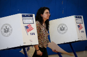 People vote in the primary election in New York