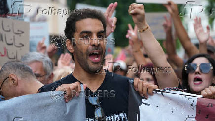 Rally against Tunisian President Kais Saied on the fourth anniversary of his power grab, in Tunis