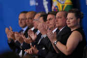 Jair Bolsonaro durante anúncio de mudanças em normas de segurança e saúde no trabalho