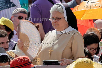 Pope Leo XIV leads the mass for the Jubilee of the Ecclesial Movements, at the Vatican